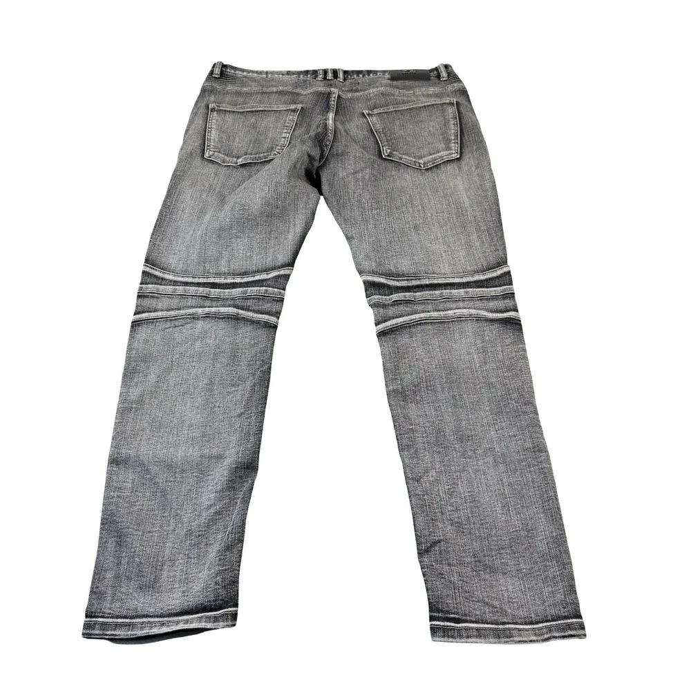 Damati Black Distressed Zipper Fly Mens Streetwear Jeans Size 38x32 Patchwork